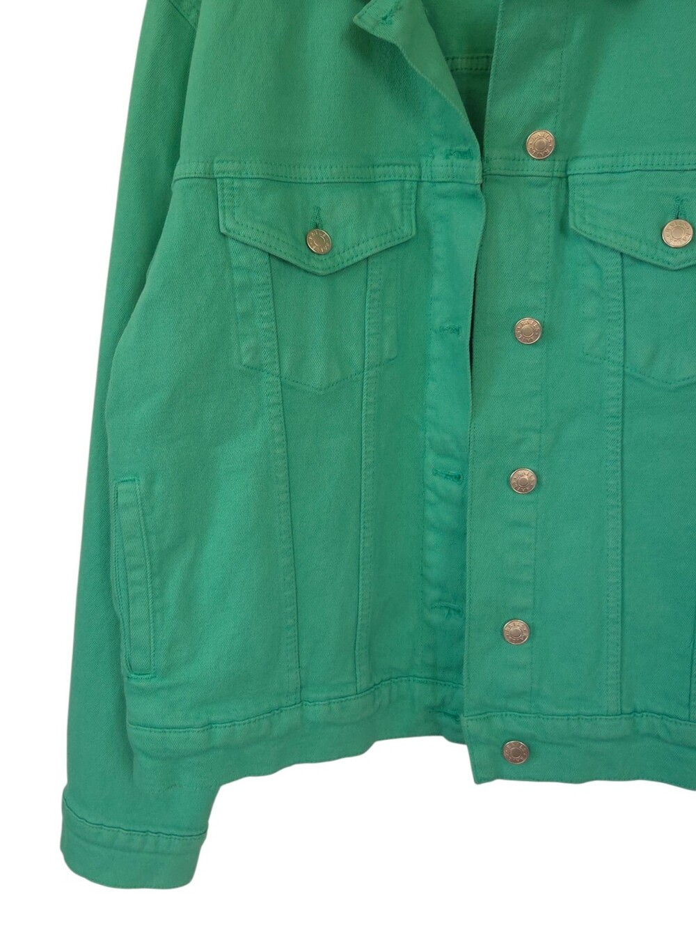 Rails The Mulholland Emerald Green Denim Trucker Jacket Size L Color Pop - Picture 9 of 11